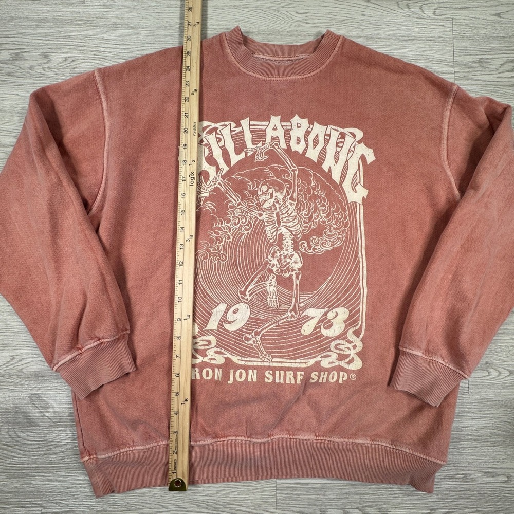 Billabong Men's Sweatshirt Ron Jon Surf Shop Skeleton Graphic Pink M/L - Picture 2 of 7